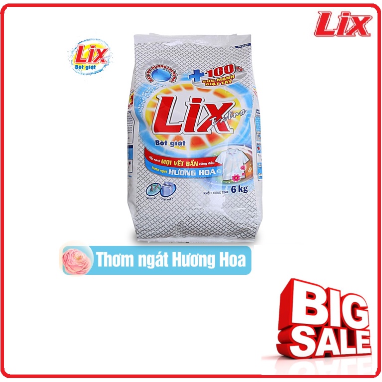 Bột Giặt LIX Extra Hương Hoa Tẩy Sạch Vết Bẩn Cứng Đầu 5,5Kg (Hàng Tặng Kèm Có Thể Thay Đổi Theo Từng Lô Hàng )