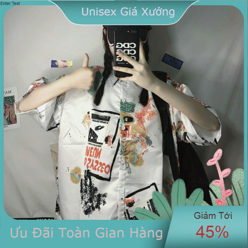 Áo Sơ Mi Tay Ngắn Unisex Cổ Bẻ Phông Cách Hàn Quốc Freesize