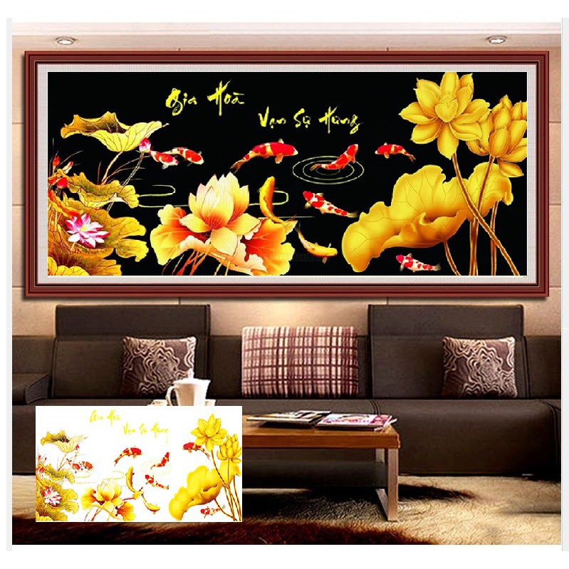 TRANH ĐÍNH ĐÁ GIA HÒA VẠN SỰ HƯNG (105x50CM) - TRANH TỰ ĐÍNH