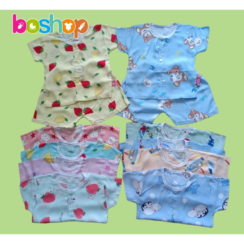Bộ Quần Áo Cộc Sơ Sinh Vải Lanh Lụa Siêu Mát, Cúc Giữa Cho Bé 3-11kg,  Nhiều Mẫu