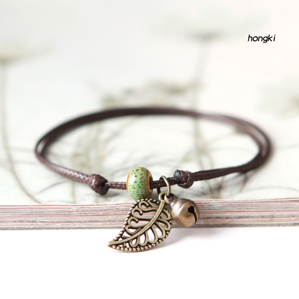 Vòng đeo tay đính hạt gốm phong cách vintage thời trang unisex