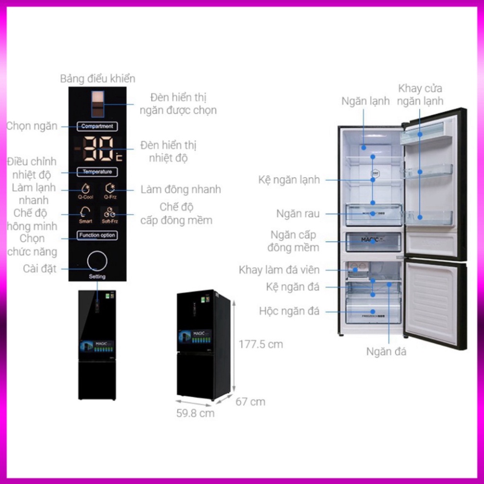 __mới> (mới) Tủ lạnh Aqua Inverter 324 lít AQR-IG378EB _Giao nhanh , lắp đặt miễn phí đầy đủ toàn quốc chất lượng. CH