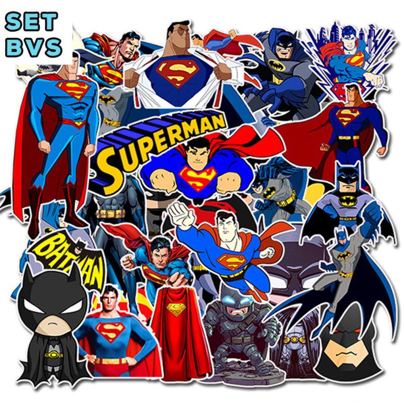 BỘ 50 STICKER PHA NHỰA PVC BATMAN VS SUPERMAN