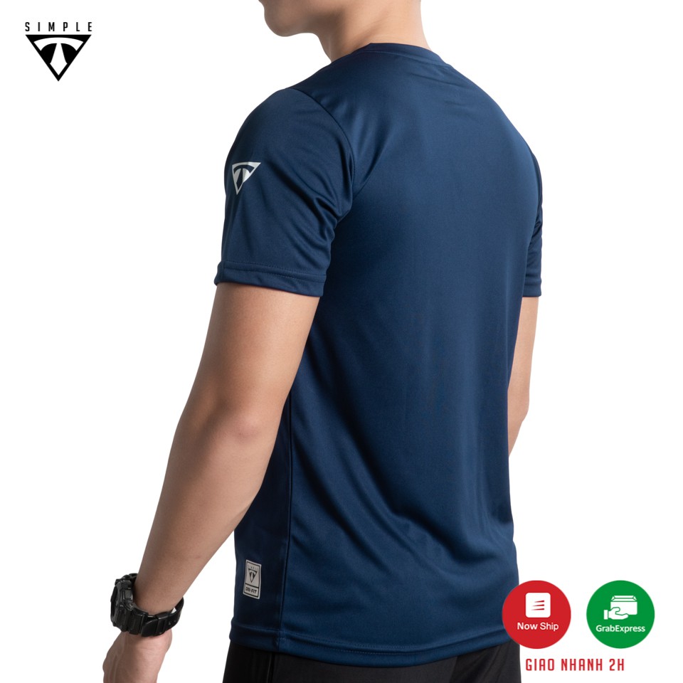 Áo Thể Thao Nam TSIMPLE tập gym ngắn tay vải thun lạnh thoáng mát, co giãn, chuẩn form màu Navi | BigBuy360 - bigbuy360.vn