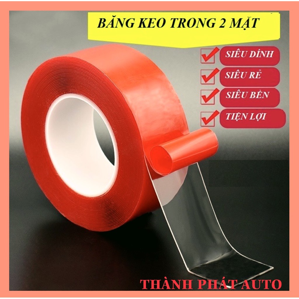 [Cuộn: 3Mét x 3Cm] Keo 2 mặt trong suốt siêu dính - Băng keo 3M chuyên dụng ô tô siêu chắc