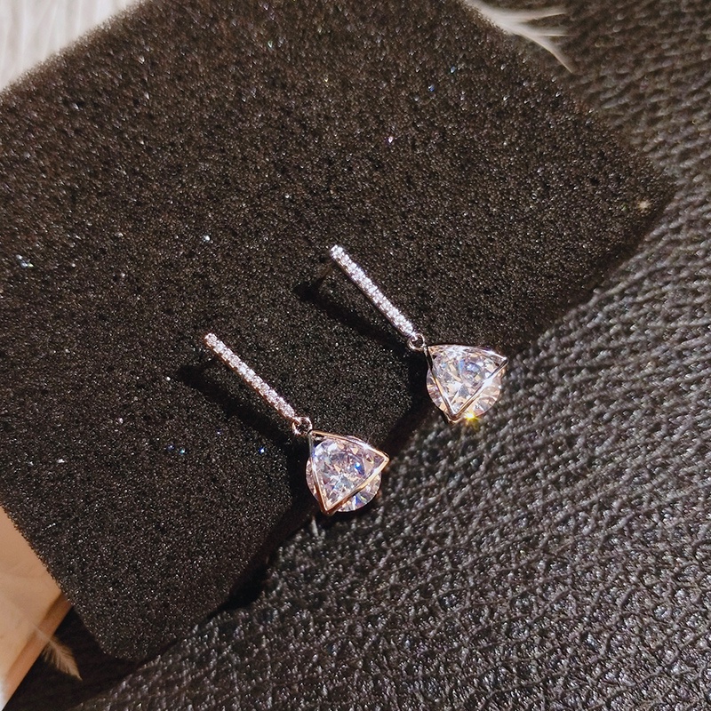 Khuyên tai JIUDUOLAN hình tam giác đính đá zircon thanh lịch sáng bóng tinh tế không gây dị ứng