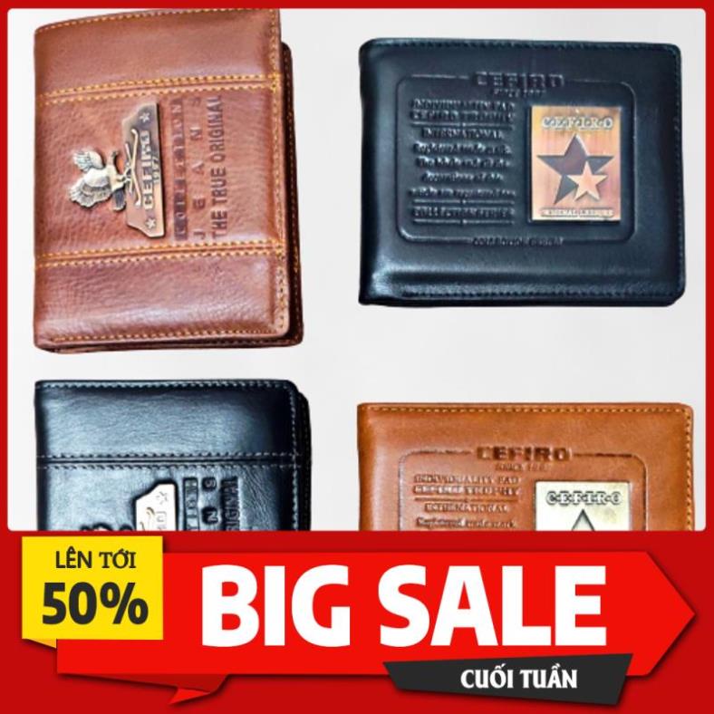 BIG SALE Ví nam bóp nam da bò thật cao cấp cefiro dáng đứng ngang đẹp