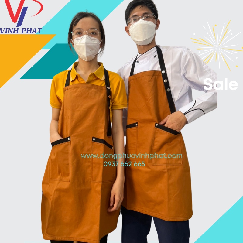 Tạp Dề Pha Chế Nam Nữ Phục Vụ Cao Cấp Quán Trà Sữa Cafe Hình Thật