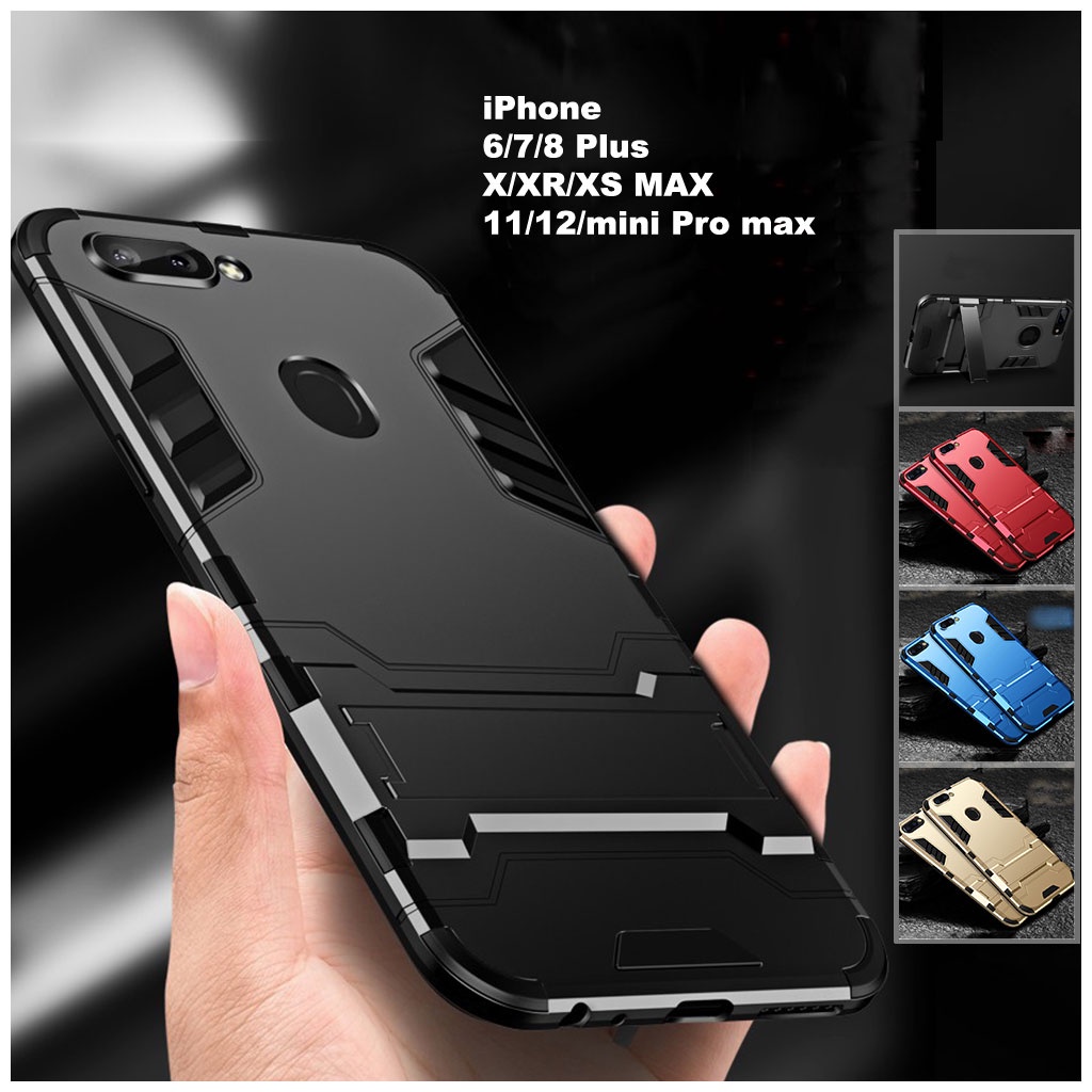 Ốp lưng điện thoại iphone ip 6 6s 7 8 plus se x xr xs max 11 pro max - iron man - chống sốc - chống va đập - gạt chống