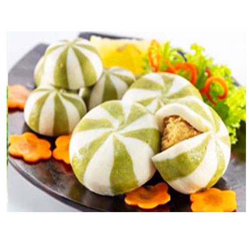 Viên thả lẩu, bánh bao trứng muối phô mai lacusina sọc màu xanh  gói 500 gram