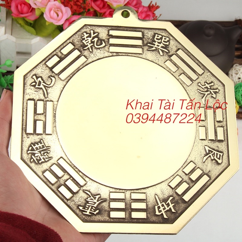 Gương tiên thiên bát quái lồi bằng đồng 14cm trấn Trạch , hoá sát mang bình an
