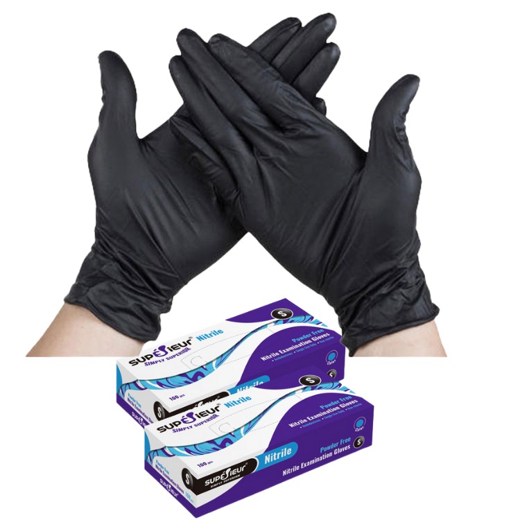 ✅Găng Tay Đen Superieur Nitrile Cho Spa Phun Xăm Các Size