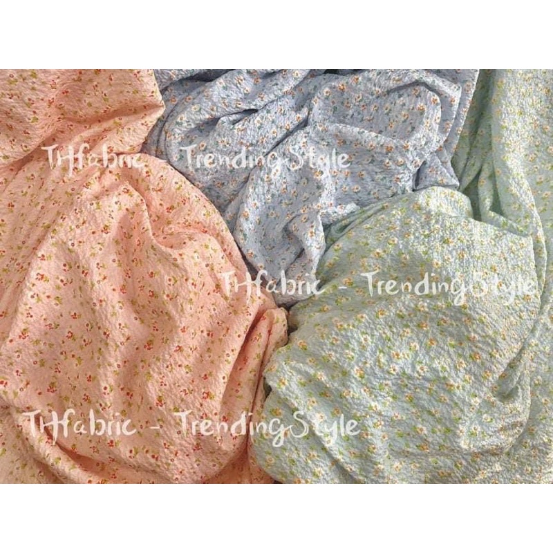 [Mã 11FASHIONSALE1 giảm 10K đơn 50K] vải đũi nhăn hàn quốc hoa nhí mềm đẹp co dãn