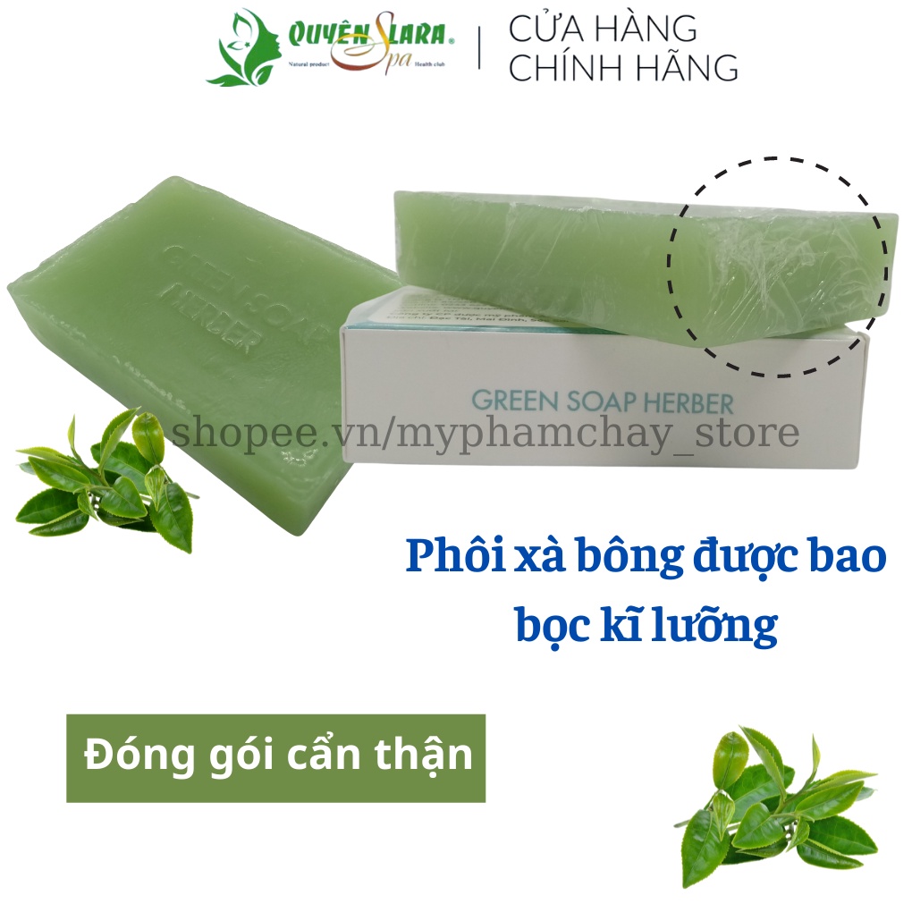 Xà Bông Thảo Dược Green Soap Herber Quyên Lara Siêu Thơm,Tinh Chất Thiên Nhiên, Sáng Da, Giảm Mụn Trắng Hồng 100g