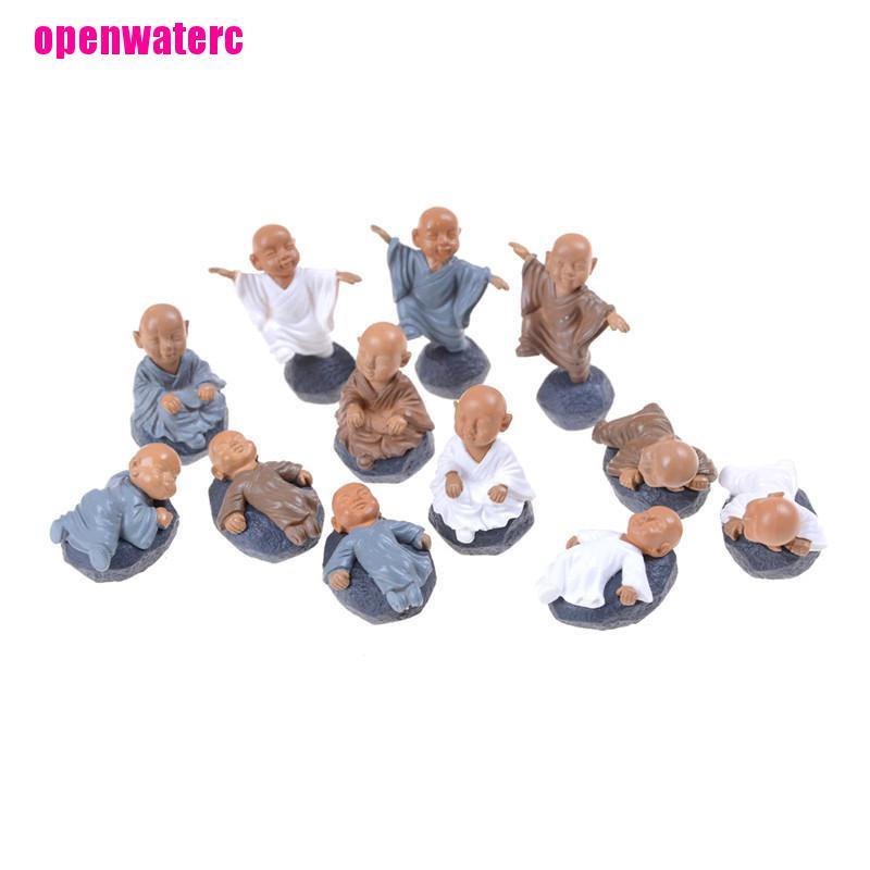 Set 4 Tượng Chú Tiểu Ngồi Thiền Bằng PVC Trang Trí Tiểu Cảnh / Nhà Búp Bê