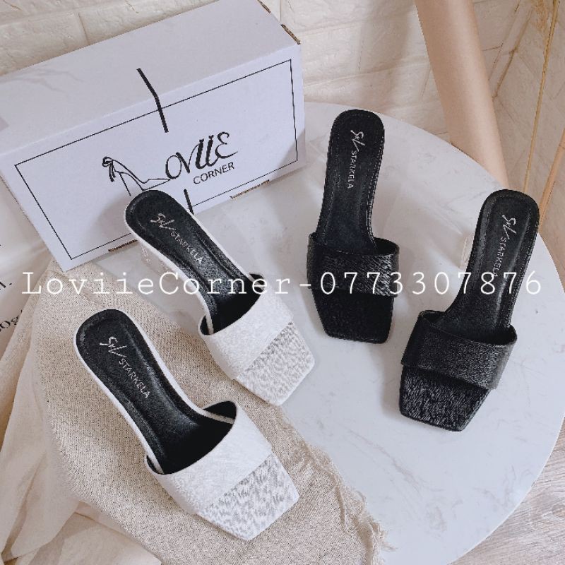 DÉP CAO GÓT LOVIIECORNER - GUỐC NỮ ĐẾ VUÔNG 7CM - DÉP GUỐC NỮ CAO GÓT QUAI TRONG 7P - DÉP GUỐC 7CM QUAI TRONG - D200363