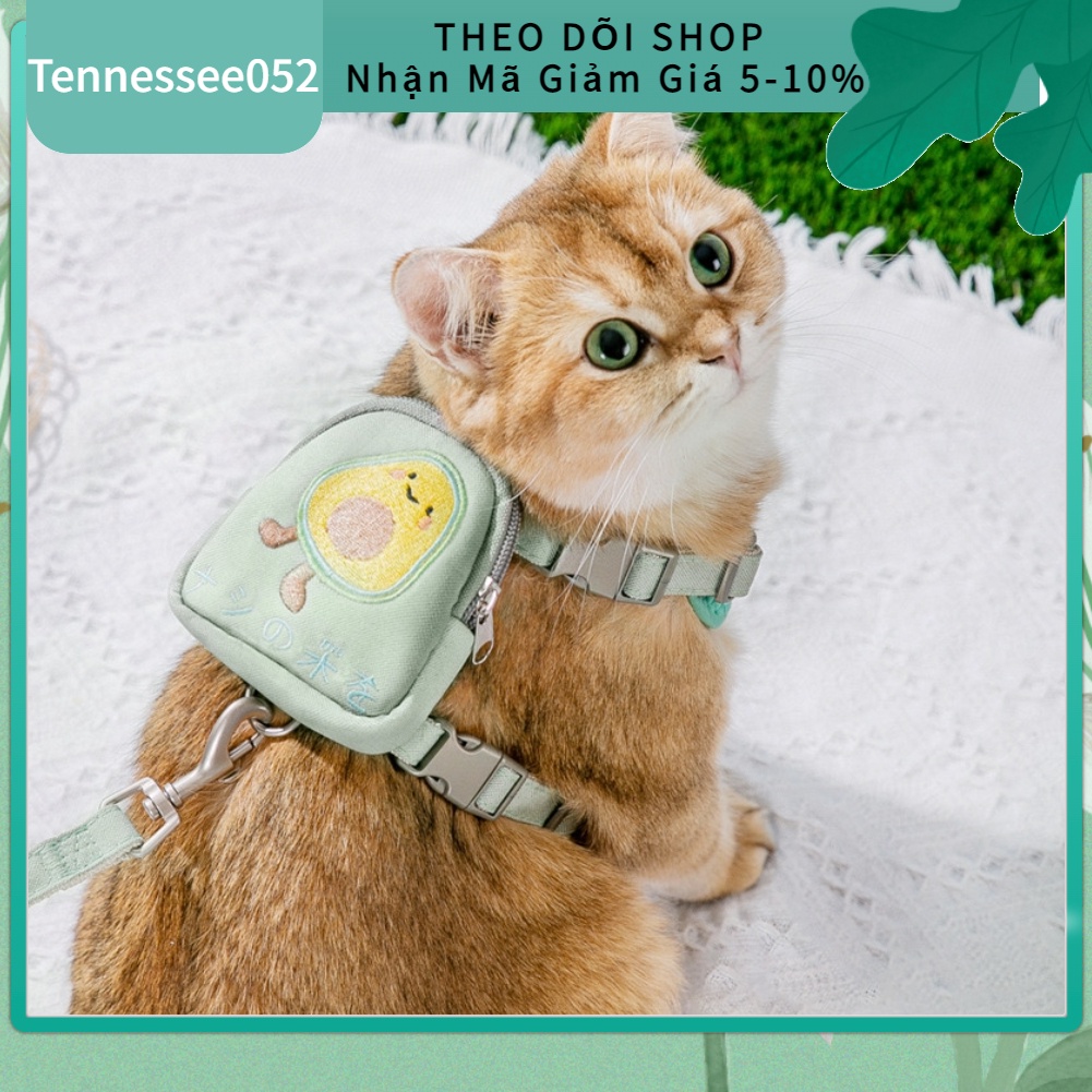 Hàng HOT Dây Dắt Mèo chó Đi Dạo Dạng Yếm với ba lô dễ thương ngoài trời có thể điều chỉnh【Tennessee052】