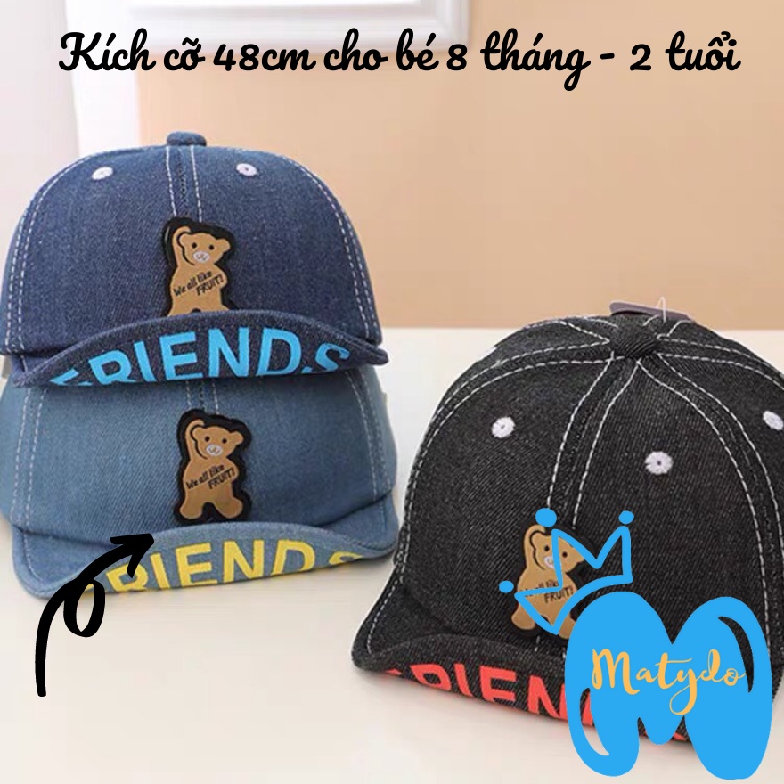 Mũ cho bé gái bé trai MATYDO nón lưỡi trai hình gấu FRIEND đáng yêu phụ kiện trẻ em mùa hè