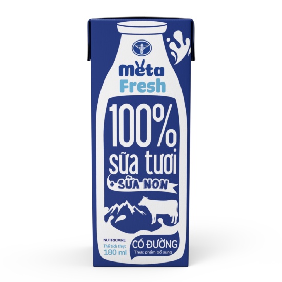 Thùng sữa tươi chứa sữa non Nutricare Meta FRESH có đường (180ml x 48 hộp)