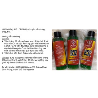 Hương dụ cá siêu cấp b52 bá vương - chuyên trắm trắng, chép, trôi