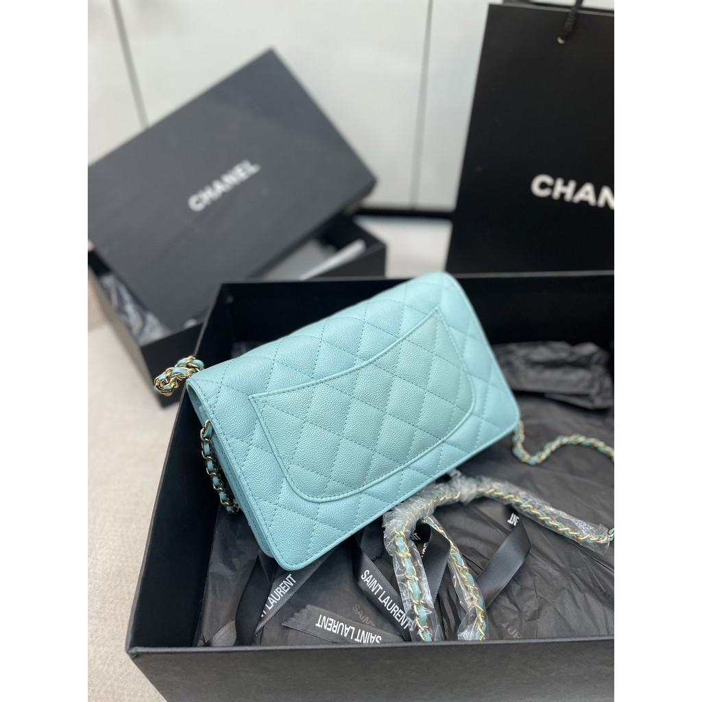 Túi Woc da hạt nhũ màu xanh size 20cm full box