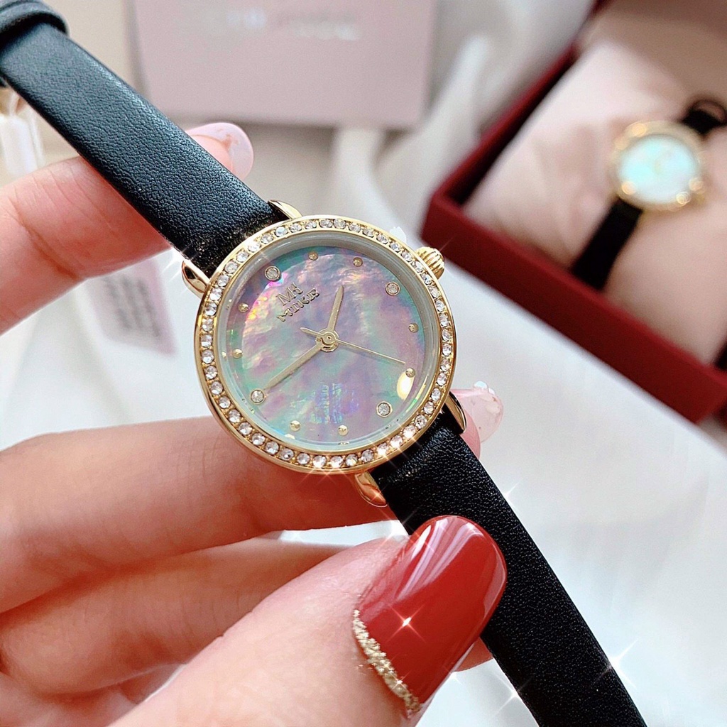 Đồng hồ nữ dây da Mike 8401L chính hãng, mặt tròn, chống nước bảo hành 12 tháng