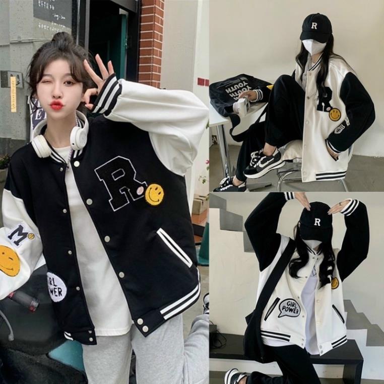 Áo khoát nữ bomber logo R hàng chuẩn shop bao chất-A821
