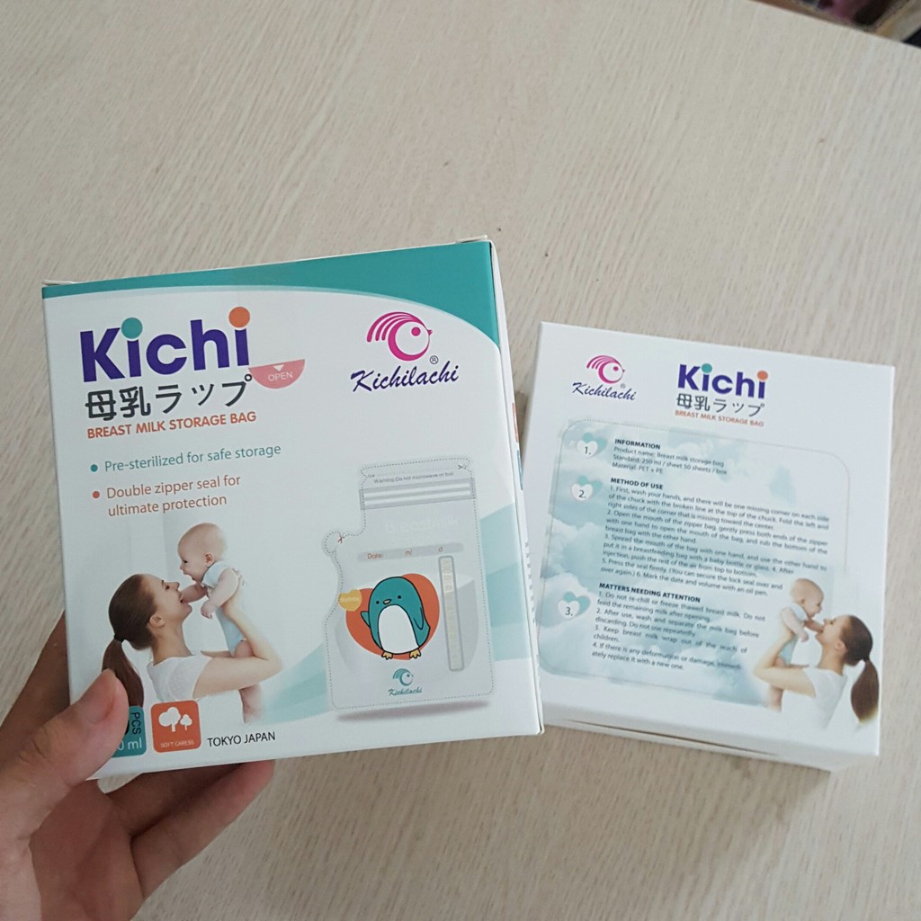 Túi trữ sữa, túi đựng sữa có vòi Kichilachi 250ml không BPA an toàn cho bé - 50 túi
