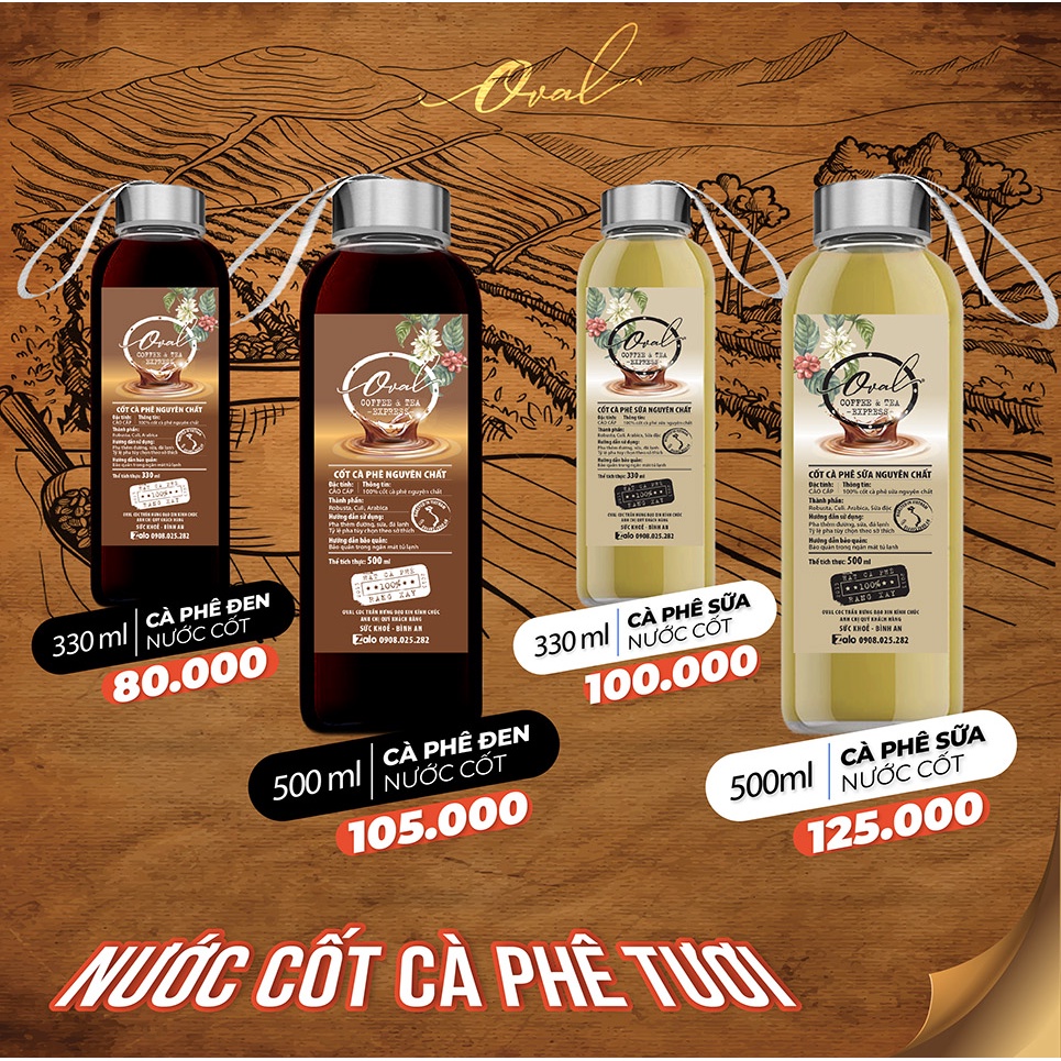 Hoả Tốc - Cà Phê nước cốt Oval Coffee pha sẵn đóng chai thuỷ tinh chất lượng đảm bảo mùa dịch | BigBuy360 - bigbuy360.vn