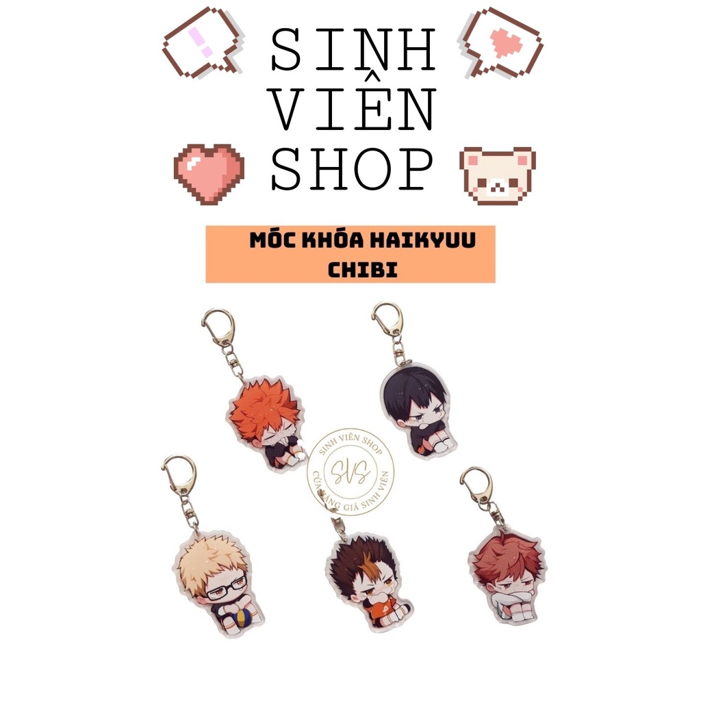 Móc khóa Anime/Manga Haikyuu nhân vật chibi bóng chuyền acrylic