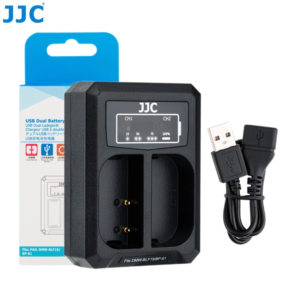 JJC Pin máy ảnh Bộ sạc USB cho pin Panasonic DMW-BLF19 / DMW-BLK22 của Panasonic Lumix DC-S5 GH6 GH5S GH5 GH4 GH3 &amp; các máy ảnh khác