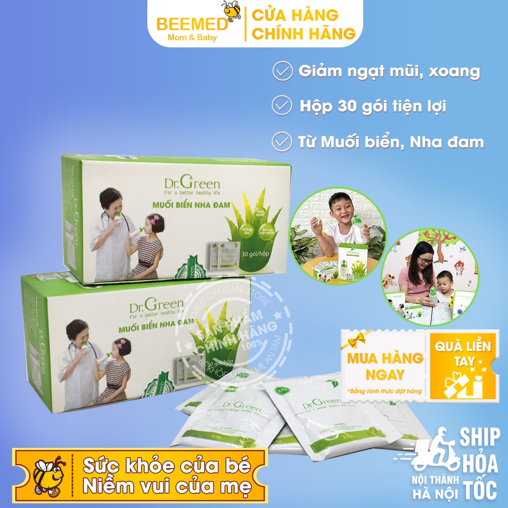 Muối Rửa Mũi Dr Green Nha Đam sạch sâu - Hộp 30 gói