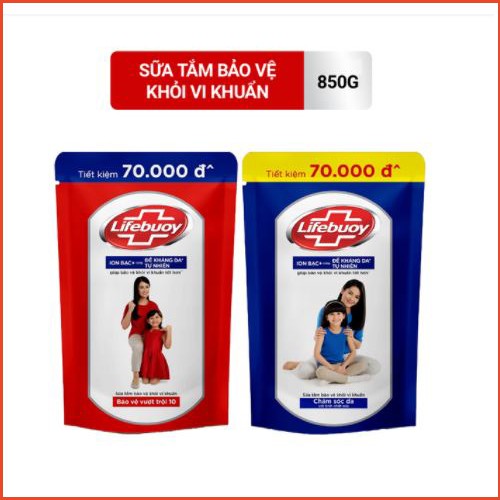 Sữa tắm Lifebuoy Bảo Vệ Khỏi Vi Khuẩn 850gr (Túi)