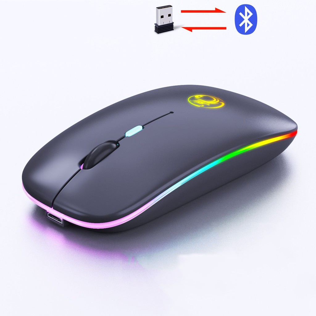 [KHÔNG XỊN, HOÀN TIỀN] Chuột không dây A2 chống ồn, pin tự sạc, led 7 màu , bền, siêu nhạy