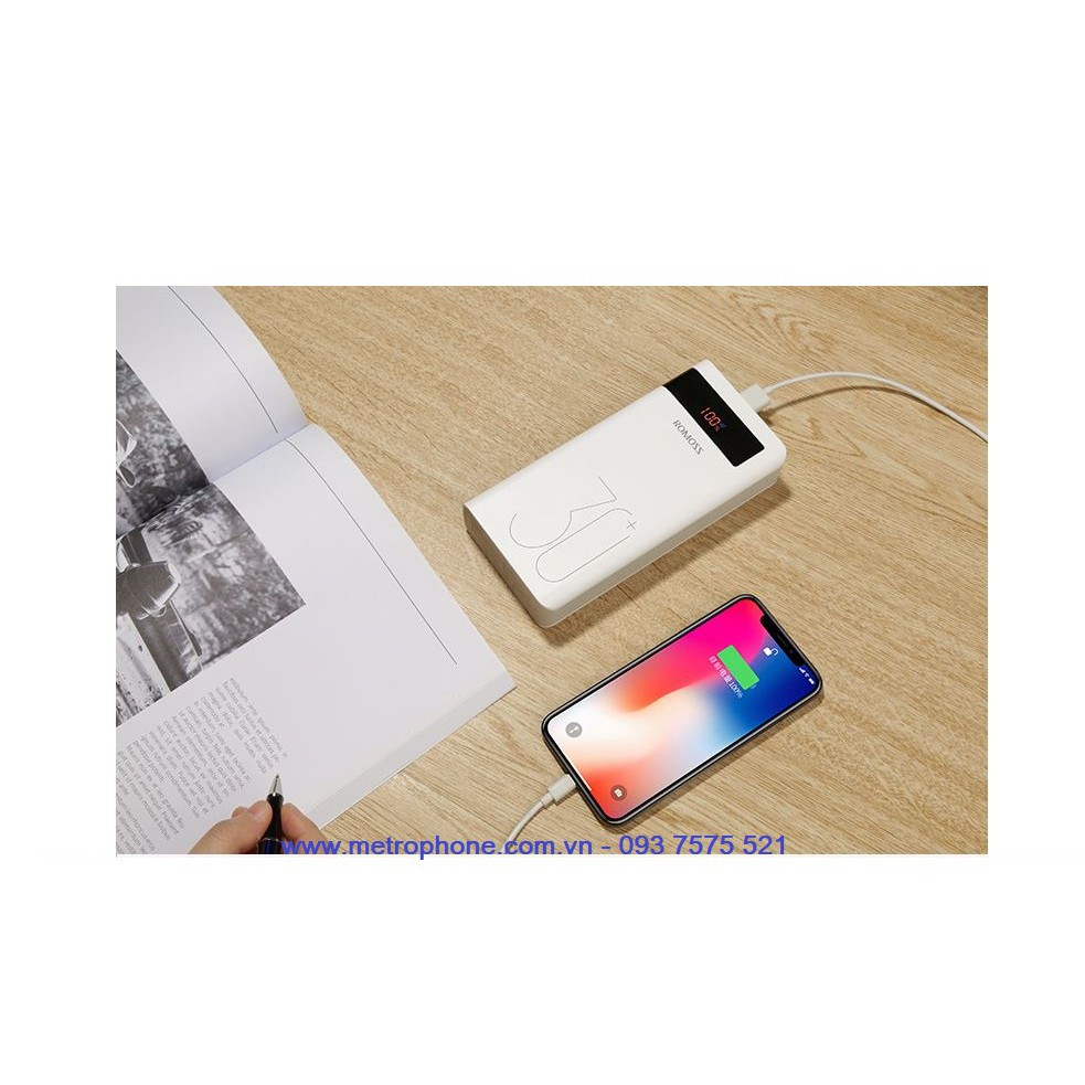 [Mã SKAMSALE03 giảm 10% đơn 200k] Pin sạc dự phòng Romoss Sense 8P+ 30.000 mAh sạc nhanh QC 3.0