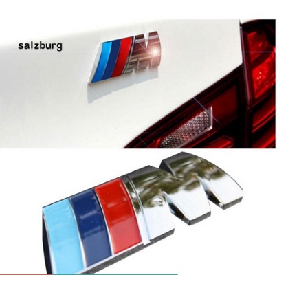 Tem kim loại kẽm chữ M 3D  logo nổi dán trang trí xe hơi ô tô BMW Series 3 5 7 X1 X3 X5