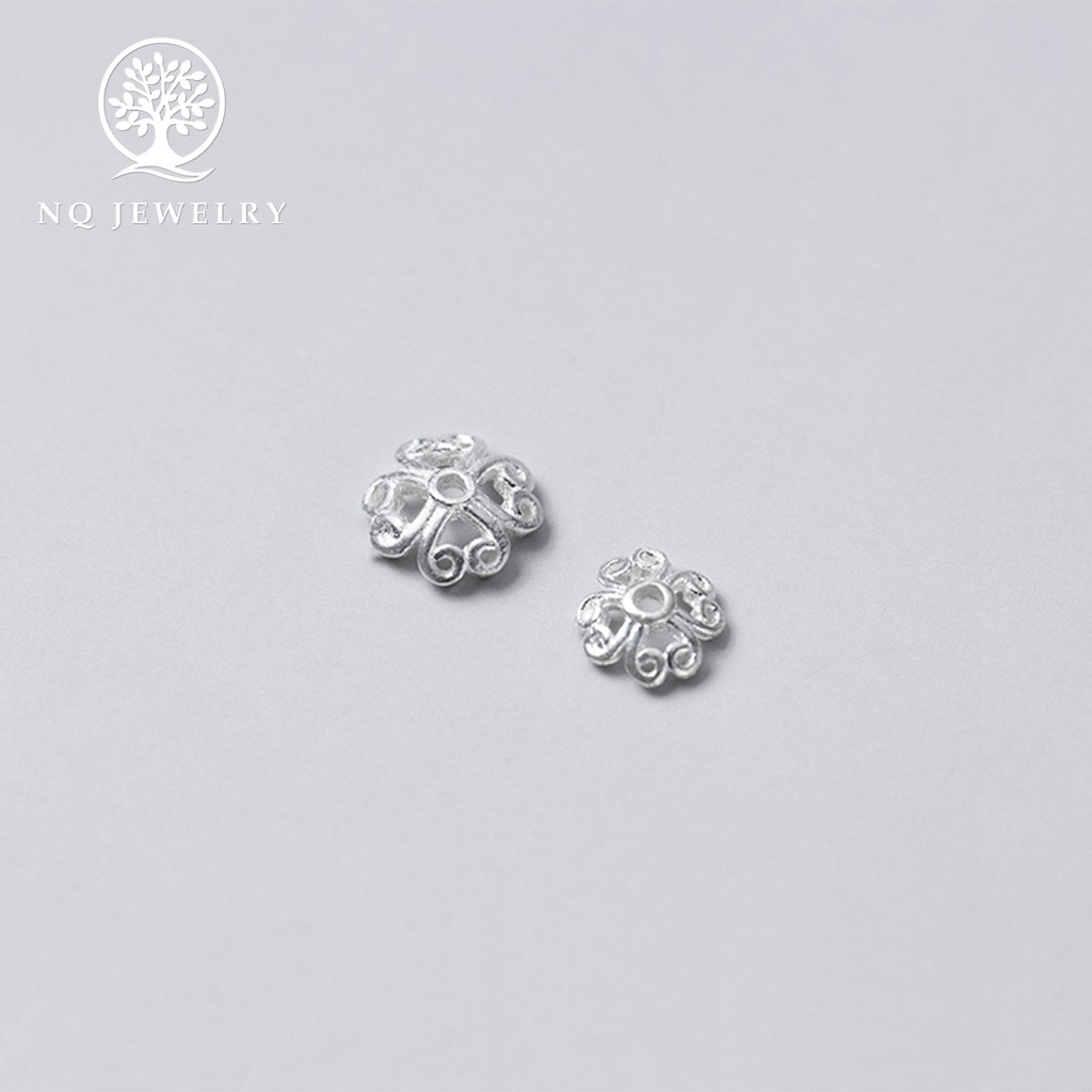 Charm bạc trắng chụp hạt họa tiết trái tim - NQ Jewelry
