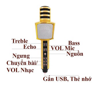 Mic Hát Karaoke SD17 hàng loại 1, Micro karaoke bluetooth âm thanh chuẩn loa to,bảo hành 3 tháng