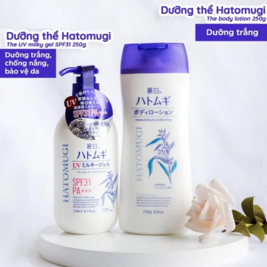 Sữa dưỡng thể chống nắng Hatomugi KUMANO UV Milky Gel SPF31 PA Chiết xuất hạt ý dĩ - Konni39