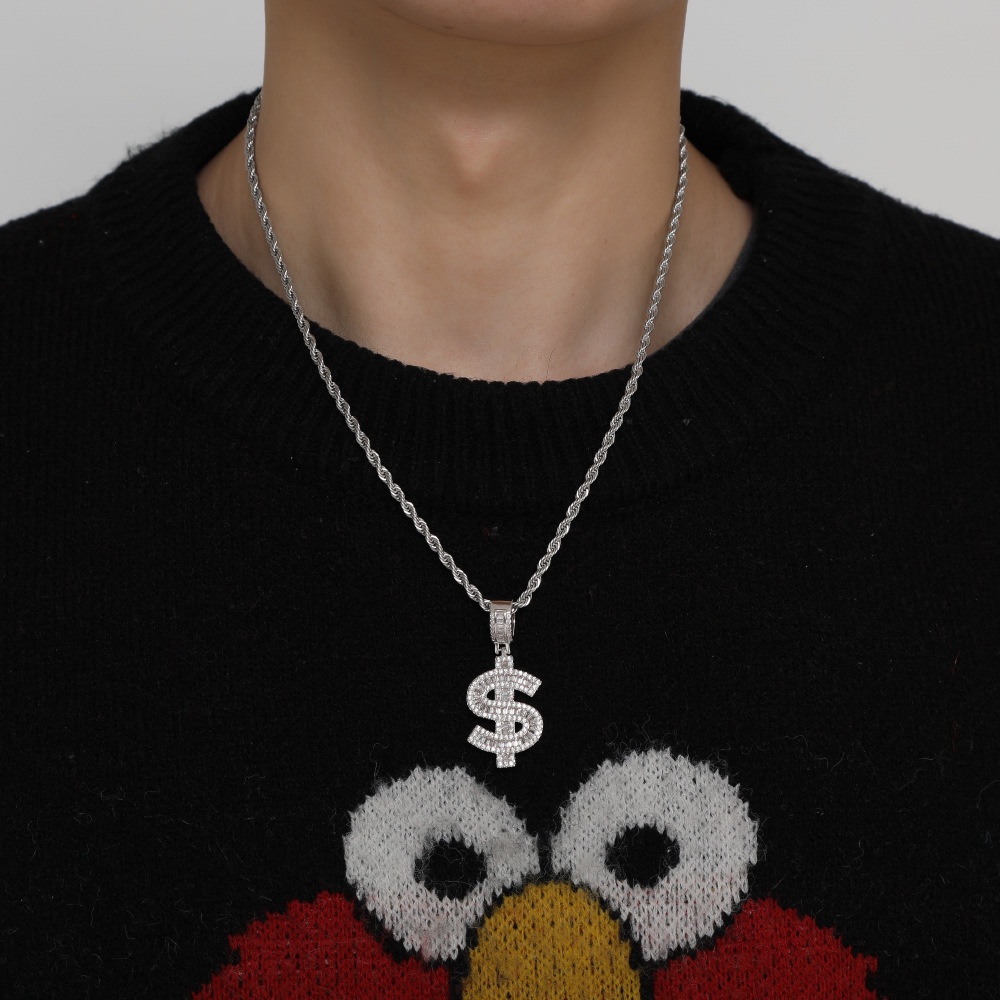DÂY CHUYỀN DOLLAR TẶNG KÈM DÂY ĐEO SIGN $ ĐÍNH ĐÁ NHÂN TẠO MẪU MỚI 2022 MAMA KING