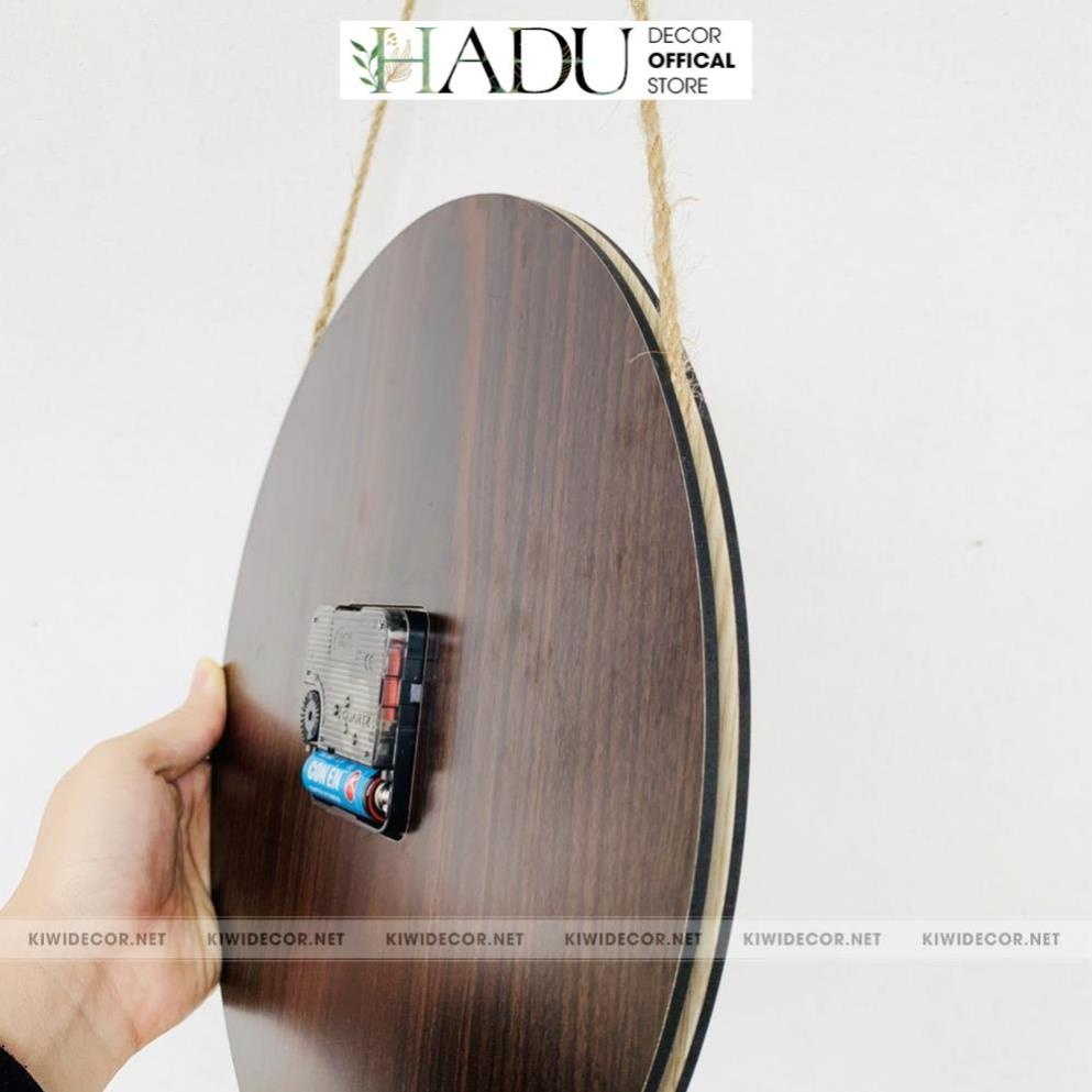 Đồng Hồ Treo Tường Gỗ Có Số Kèm Núm & Dây Treo Vintage, Decor Trang Trí Hiện Đại Tối Giản - HaduDecor