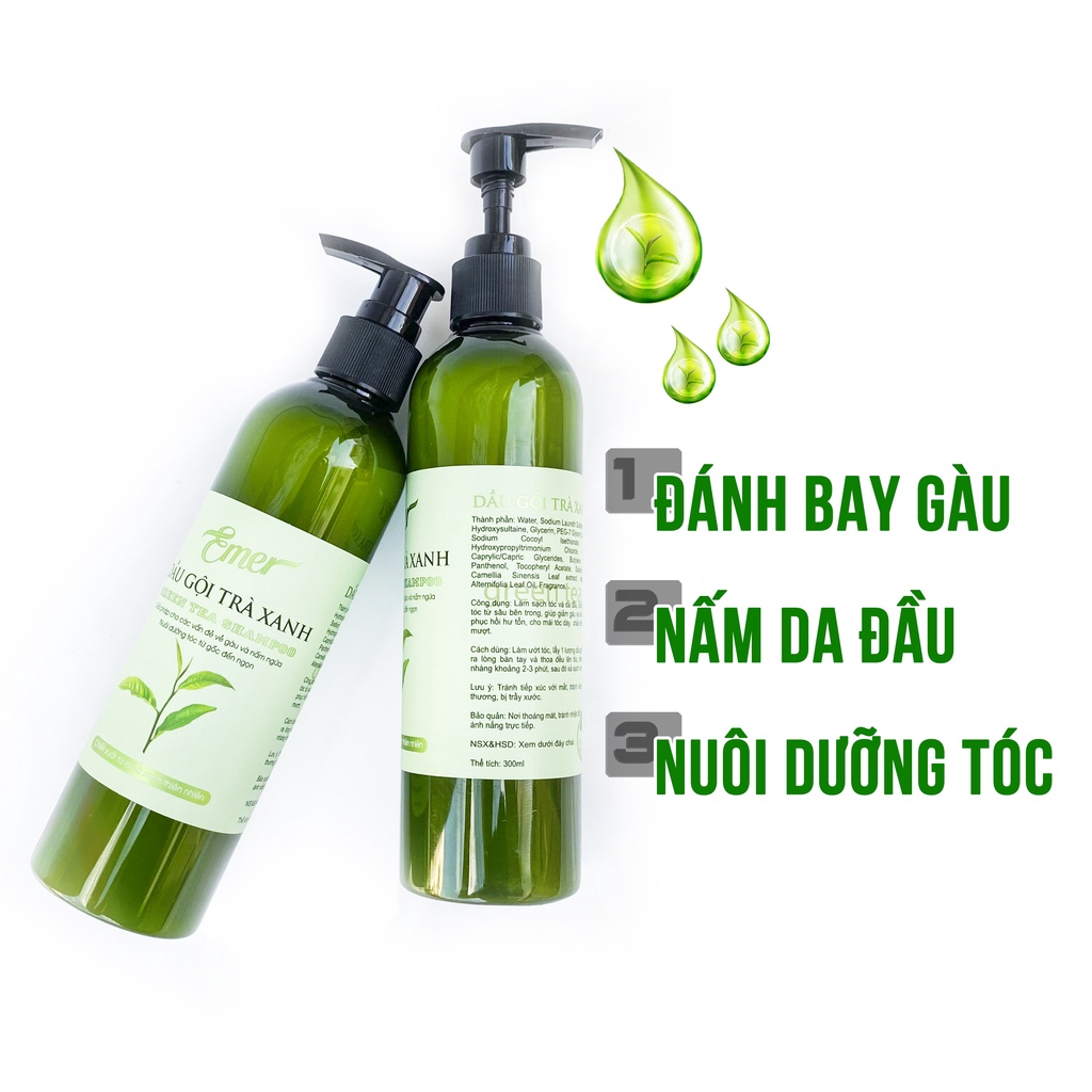 Dầu gội trà xanh sạch gàu hết ngứa Emer Garin nuôi chăm sóc tóc từ gốc đến ngọn 300ml