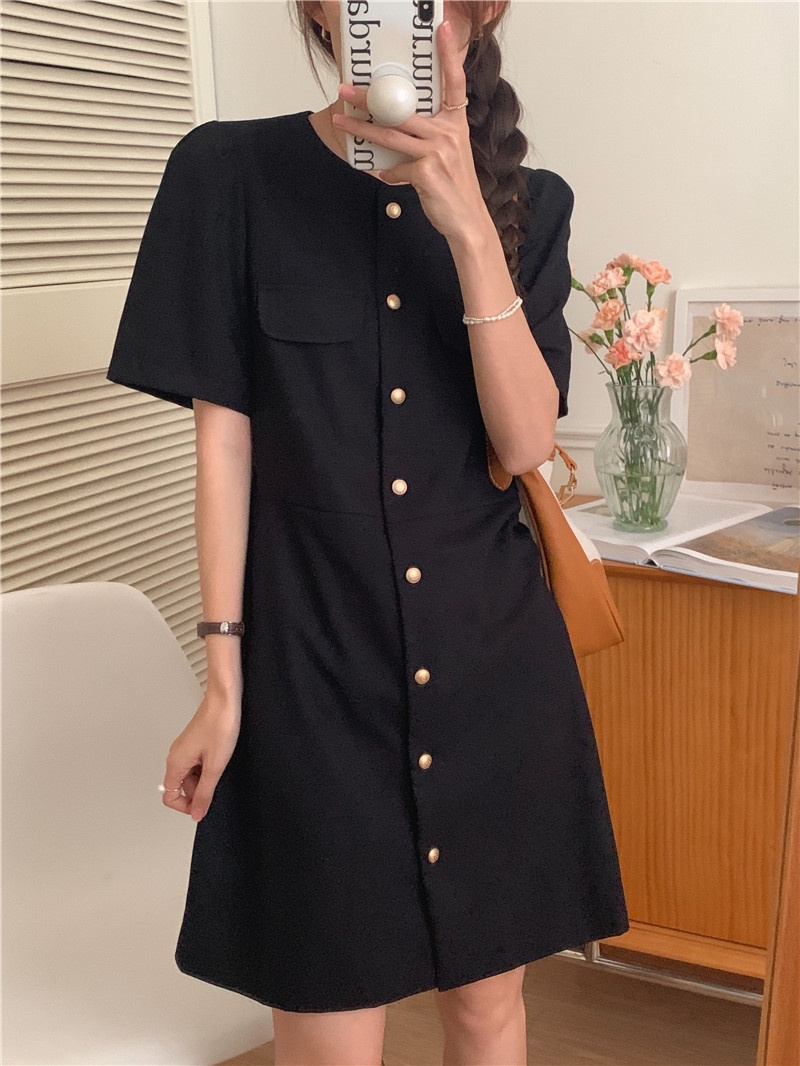 Đầm Ngắn Tay Phong Cách Hàn Quốc Đơn Giản Dễ Phối Đồ 54221