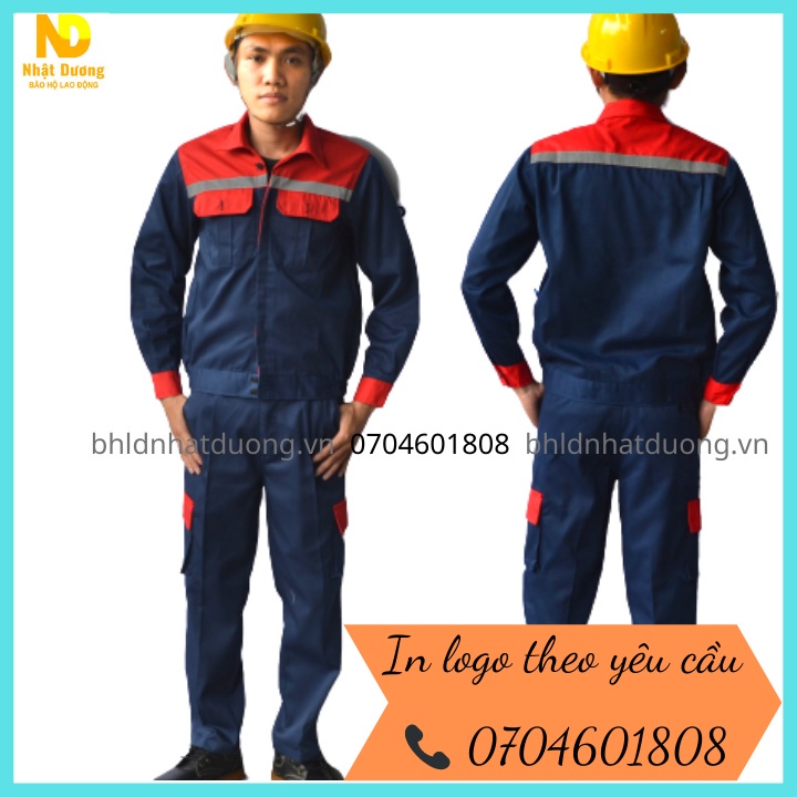 ✉Quần Áo Bảo Hộ Lao Động Đồ Công Nhân, Đồng Phục BHLĐ Nam Màu Tím Than Phối Đỏ Vải Kaki Nhuộm Hoạt Tính Đủ Size DN14