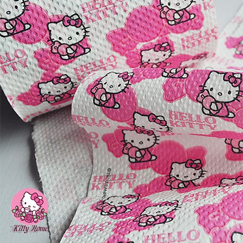 Khăn giấy / Giấy vệ sinh cuộn in hình Hello Kitty/ giấy thấm dầu  - Khăn lau nhà bếp Hello Kitty