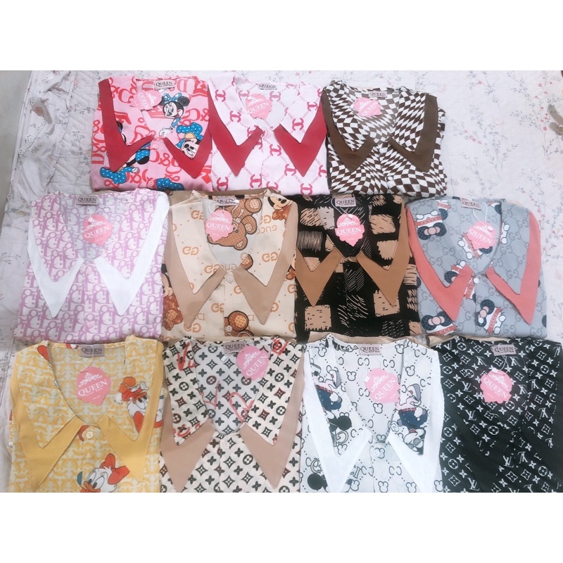 PYJAMA QUEEN CỔ NHỌN HAI LỚP SIÊU XINH