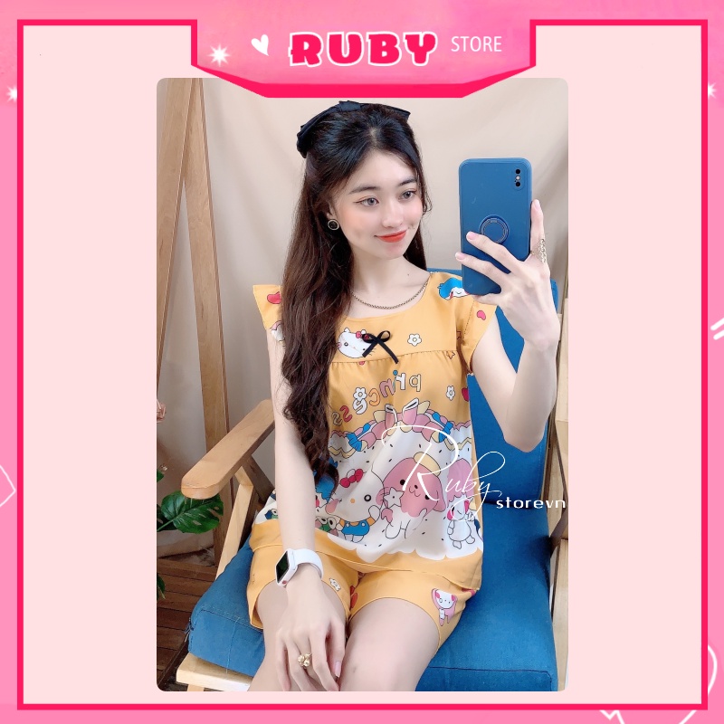 Đồ bộ nữ mặc nhà Hoạt Hình Free Size họa tiết dễ thương, chất kate mềm mịn mát ❤ Rubystorevn