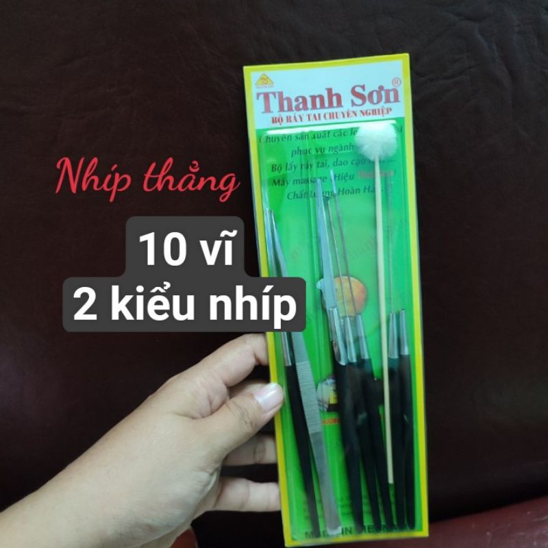 Combo 10 vĩ lấy rây tai Thanh Sơn 8 món + 22 cây nhip 2 kiểu + 5 vĩ nặn mụn