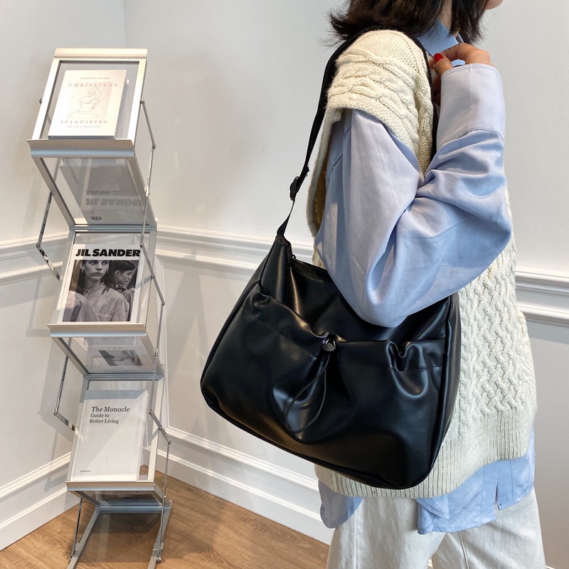 Túi xách messenger IELGY bằng da mềm sức chứa lớn phong cách thời trang Hàn Quốc phối thoải mái cho nữ