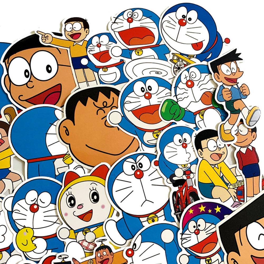 Nhãn Dán Trang Trí Sổ Tay Nhật Ký Hình Doraemon Màu Ngà